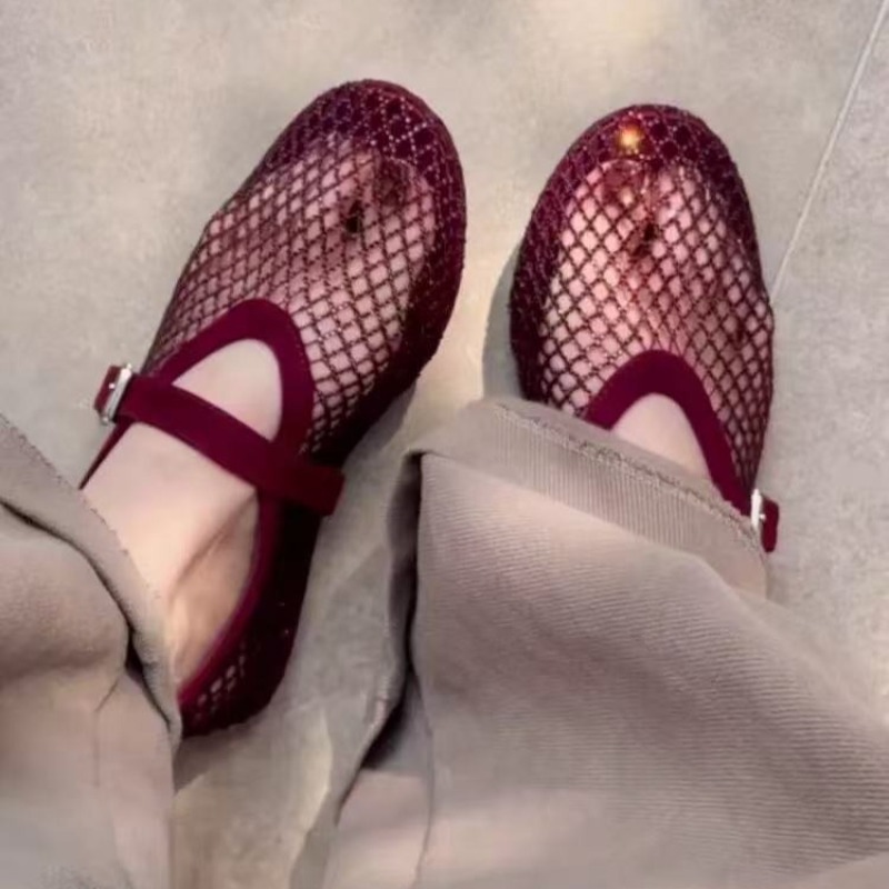 Women Shoes Heels - Ażurowe sandały Baotou z cyrkoniami damskie