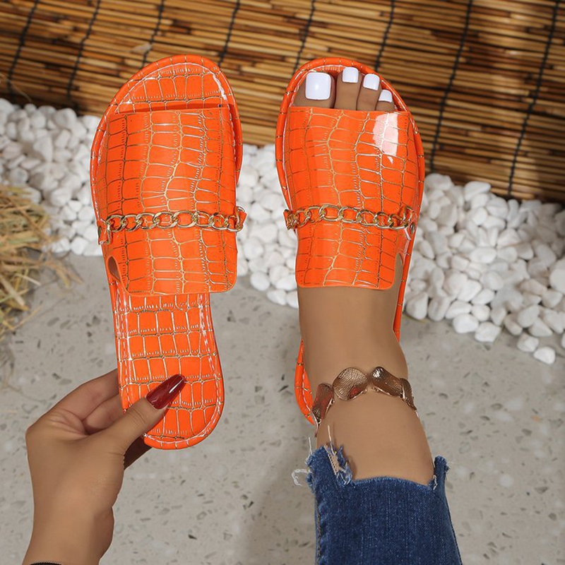 Damskie brokatowe złote klapki – Gold Chain Sandal recenzja i cena