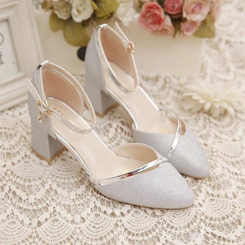 Damskie brokatowe czółenka na  – Ankle Strap Heels recenzja i cena